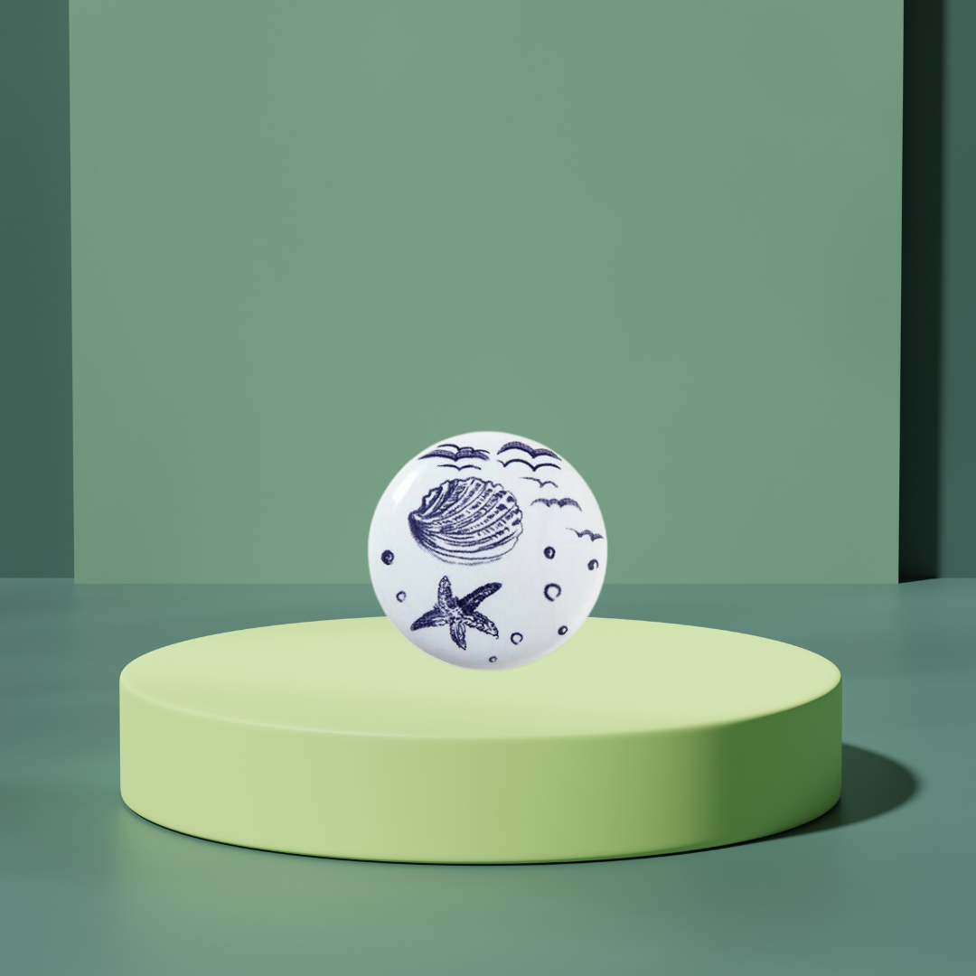 Porselen Düğme Çocuk Odası Kulbu Deniz Kabuğu - Furnicept