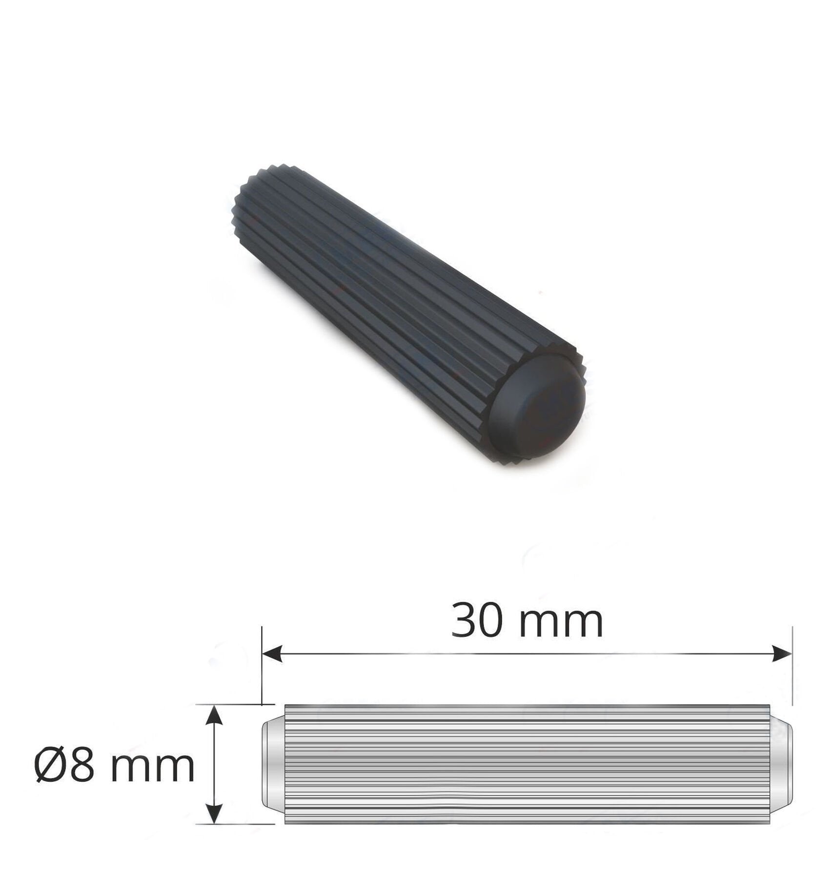8 mm Plastik Kavela Siyah - Furnicept