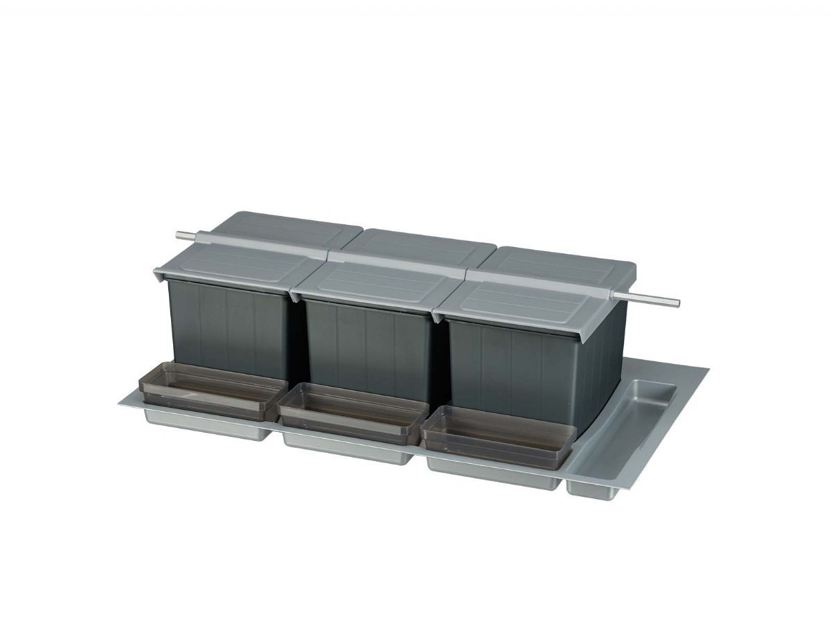 BigDrawer Çekmece İçi 2x Büyük ve 2x Küçük Çöp Kovası, 3x Küçük Kap, 1x Çok Amaçlı Taşıyıcı Otomatik Kapaklı