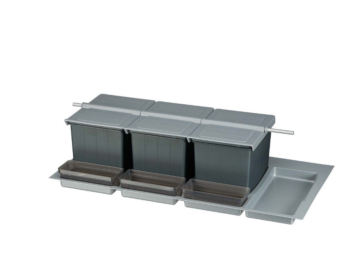 BigDrawer Çekmece İçi 3x Büyük Çöp Kovası, 3x Küçük Kap, 1x Çok Amaçlı Taşıyıcı ve Taşıyıcı Ünitesi
