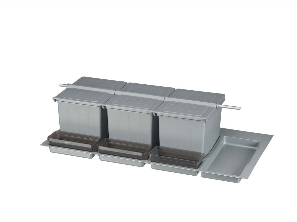 BigDrawer Çekmece İçi 3x Büyük Çöp Kovası, 3x Küçük Kap, 1x Çok Amaçlı Taşıyıcı ve Taşıyıcı Ünitesi
