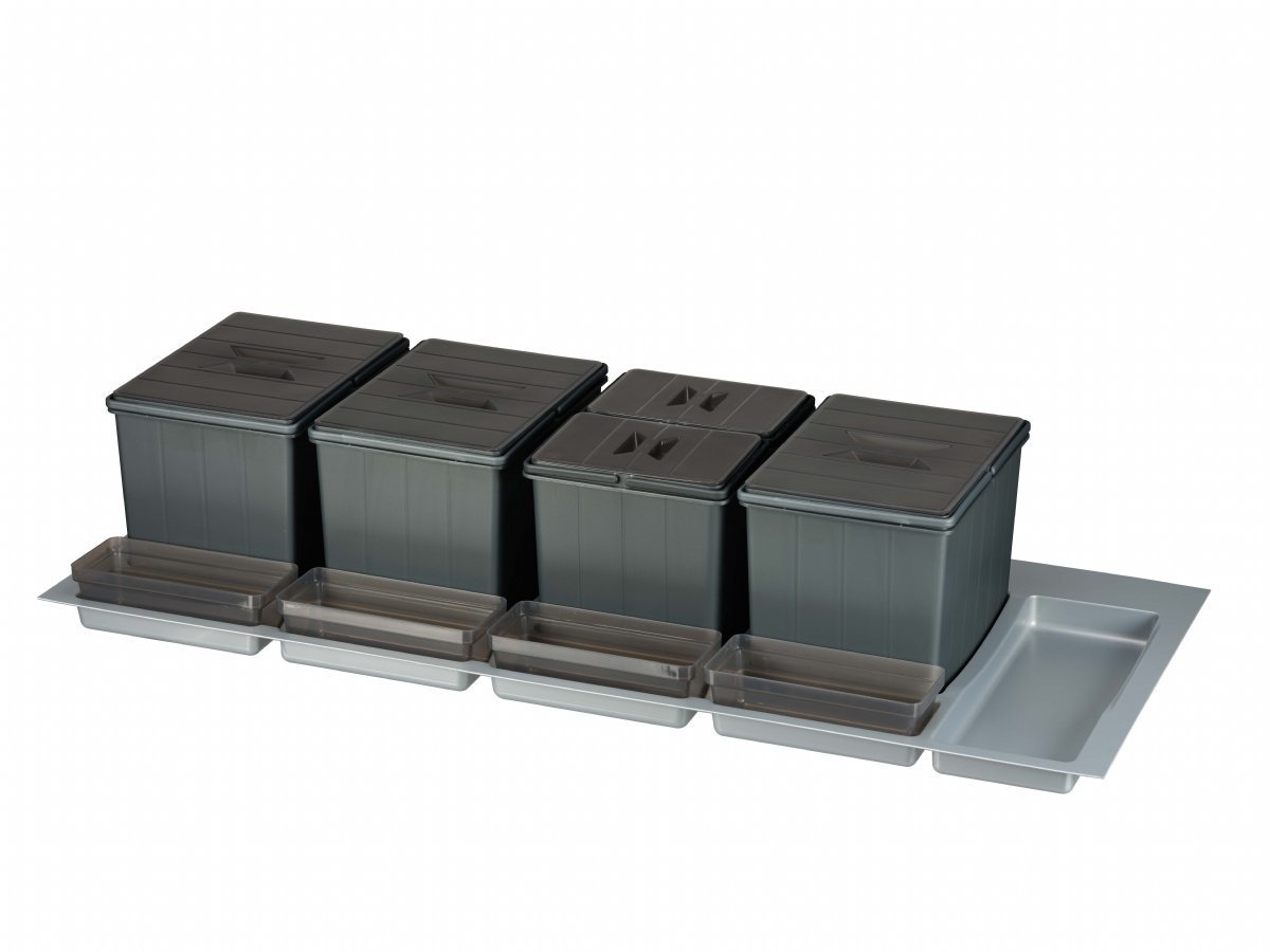 BigDrawer Çekmece İçi 3x Büyük ve 2x Küçük Çöp Kovası, 4x Küçük Kap, 1x Çok Amaçlı Taşıyıcı ve Taşıyıcı Ünitesi