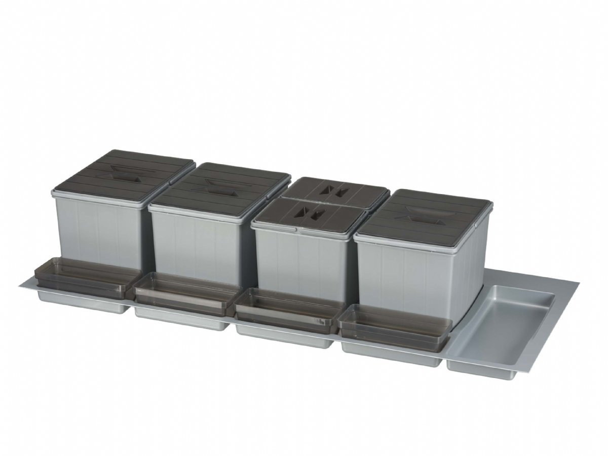 BigDrawer Çekmece İçi 3x Büyük ve 2x Küçük Çöp Kovası, 4x Küçük Kap, 1x Çok Amaçlı Taşıyıcı ve Taşıyıcı Ünitesi
