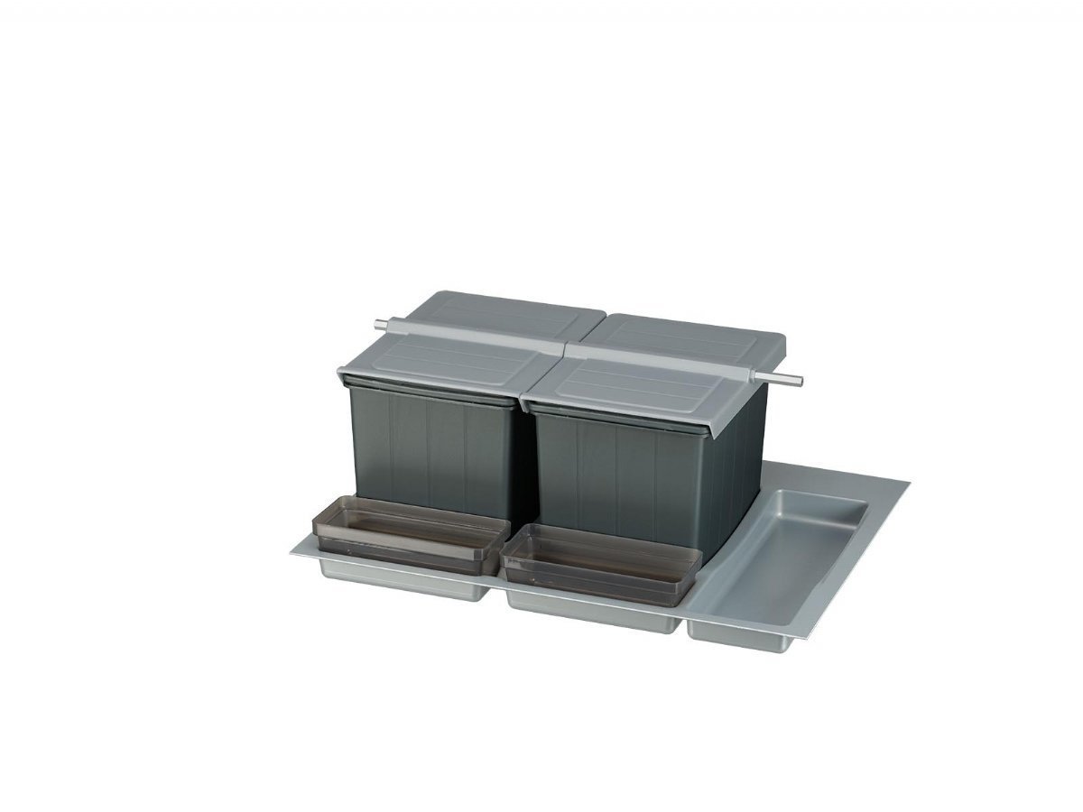 BigDrawer Çekmece İçi 1x Büyük ve 2x Küçük Çöp Kovası, 2x Küçük Kap, 1x Çok Amaçlı Taşıyıcı ve Taşıyıcı Ünitesi
