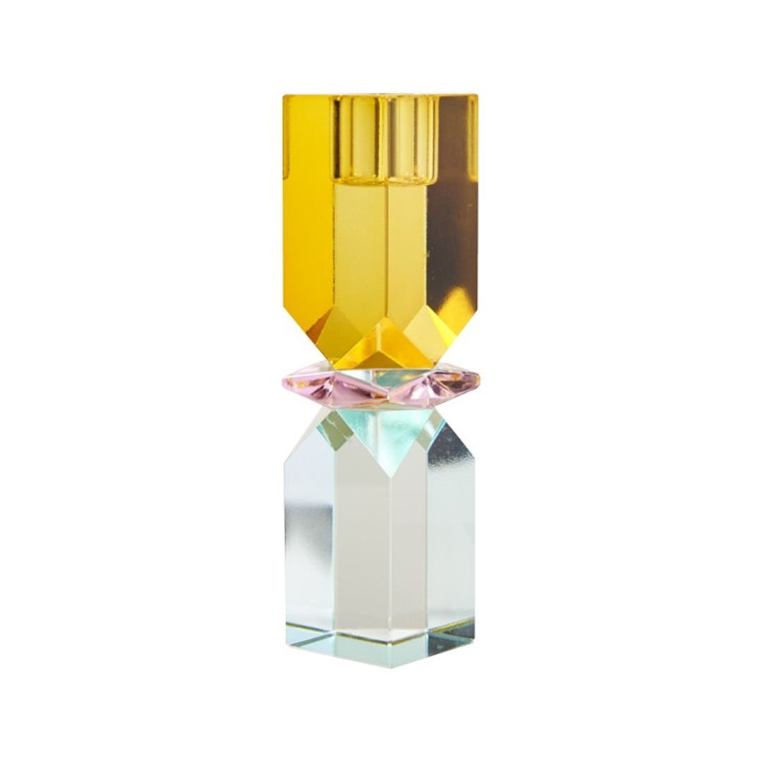 Kristal Mum Tutucu, Sarı/Pembe/Açık Nane, 16X4X4 cm - Furnicept
