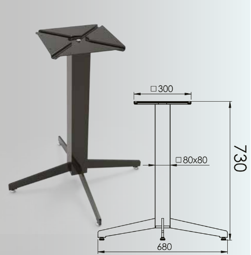 730x80x80mm Dört Ayaklı Masa Ayağı 2'li Takım