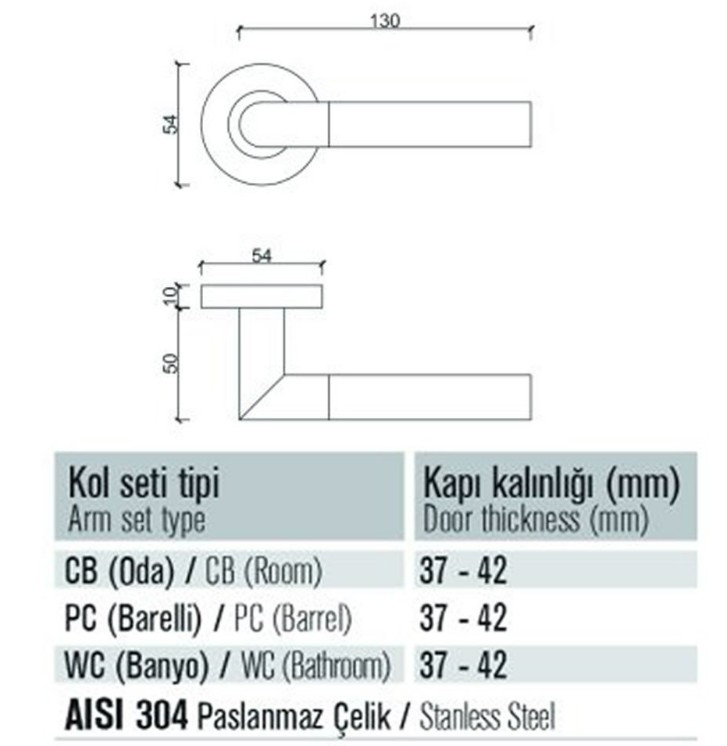 206L Noktalı Saten Krom Kapı Kolu