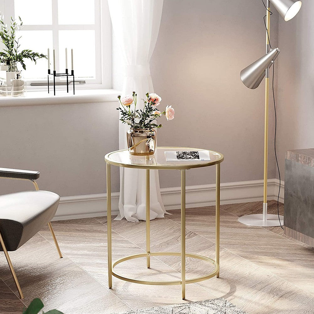 Doubleon Wooden White Side Table