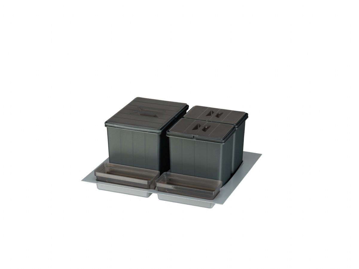 BigDrawer Çekmece İçi 1x Büyük ve 2x Küçük Çöp Kovası, 2x Kap ve Taşıyıcı Ünitesi