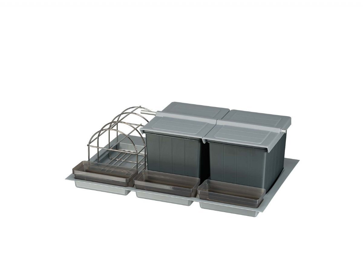 BigDrawer Çekmece İçi 1x Büyük ve 2x Küçük Çöp Kovası, 1x Taşıyıcı Tel ve 3x Küçük Kap Otomatik Kapaklı