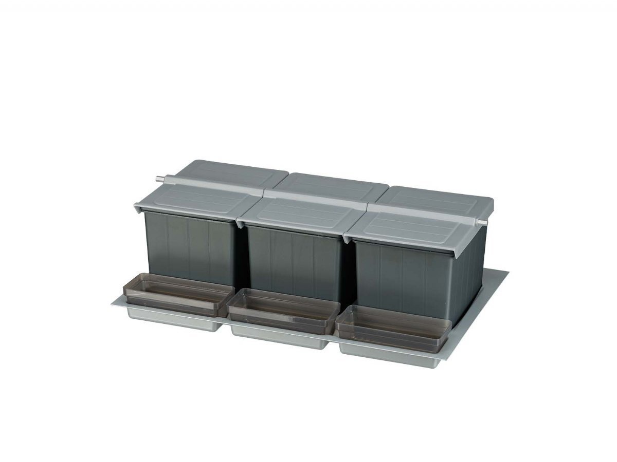 BigDrawer Çekmece İçi 2x Büyük ve 2x Küçük Çöp Kovası, 3x Küçük Kap ve Taşıyıcı Ünitesi