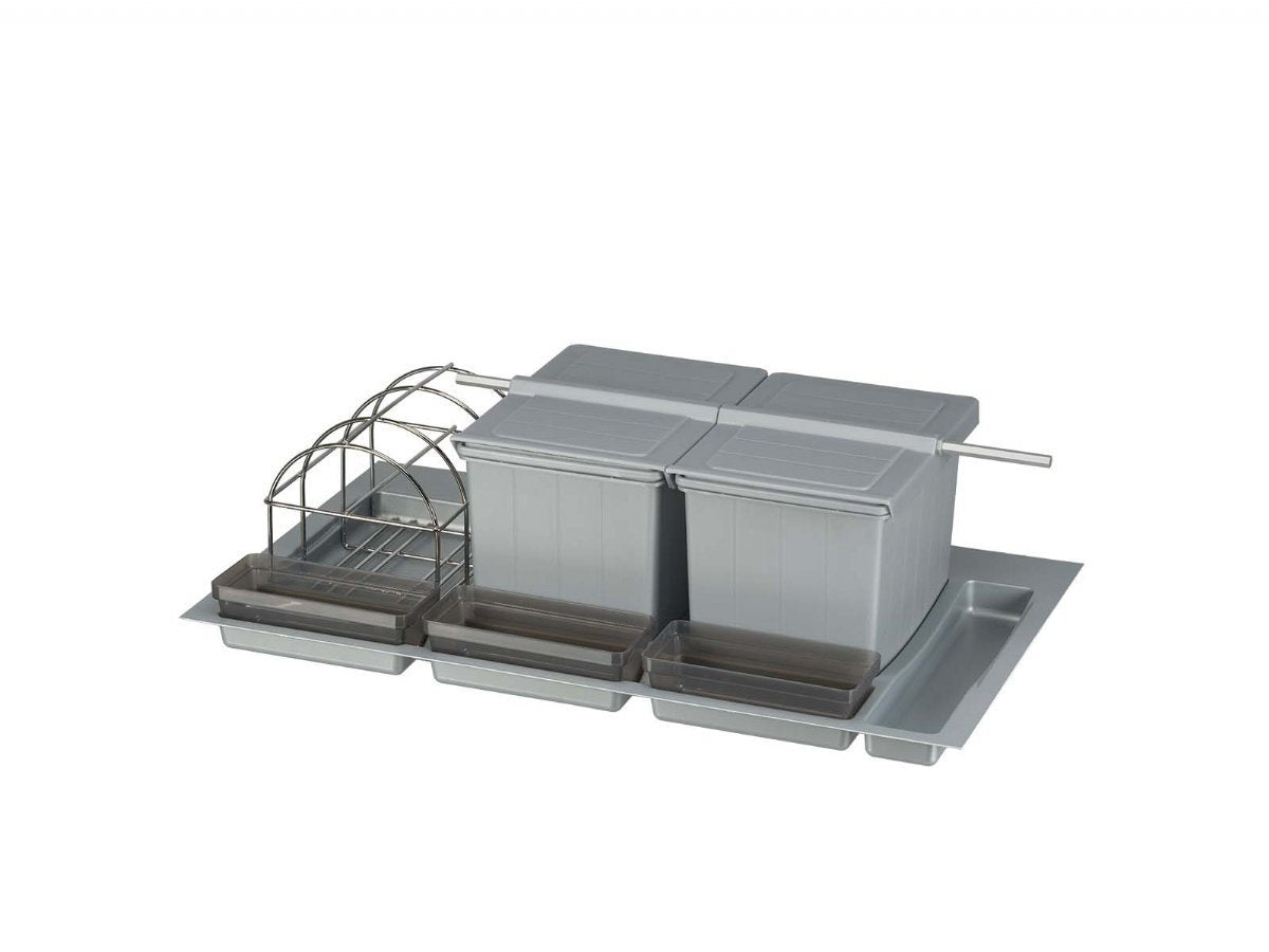 BigDrawer Çekmece İçi 1x Büyük ve 2x Küçük Çöp Kovası, 1x Taşıyıcı Tel, 3x Küçük Kap, 1x Çok Amaçlı Taşıyıcı ve Taşıyıcı Ünitesi Otomatik Kapaklı