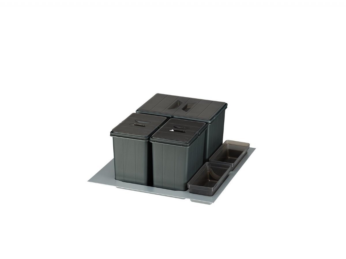 BigDrawer Çekmece İçi 1x Büyük ve 2x Küçük Çöp Kovası, 2x Küçük Kap ve Taşıyıcı Ünitesi