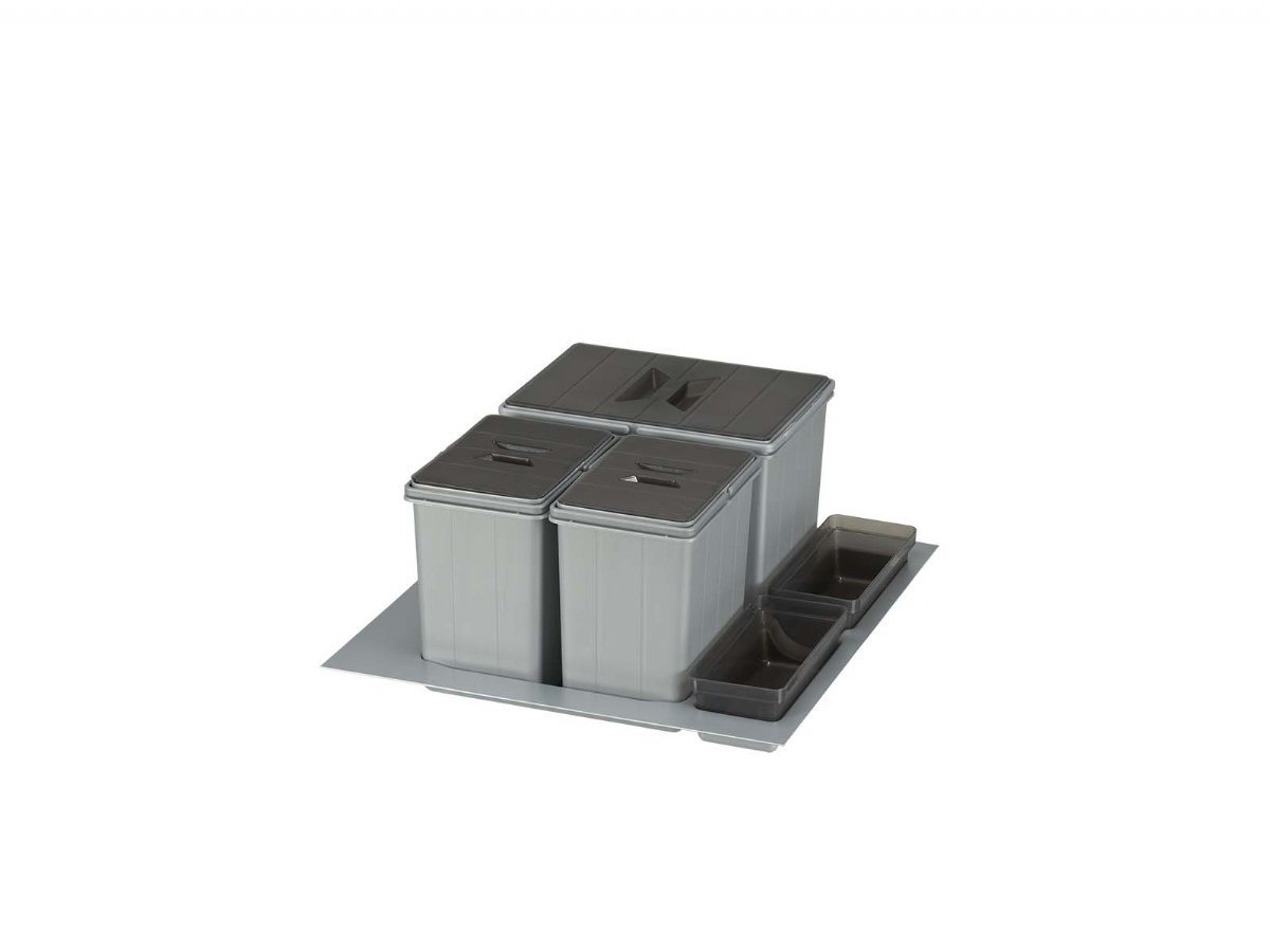 BigDrawer Çekmece İçi 1x Büyük ve 2x Küçük Çöp Kovası, 2x Küçük Kap ve Taşıyıcı Ünitesi