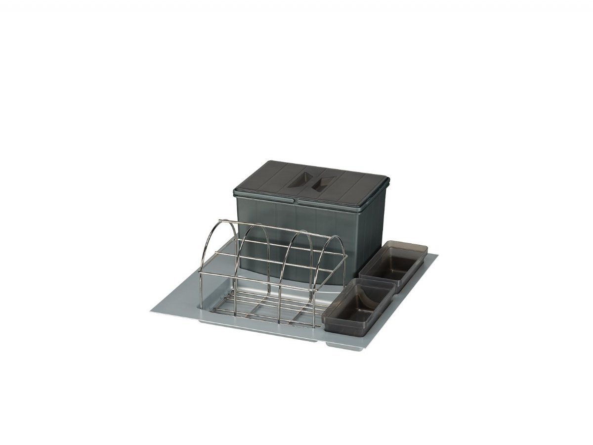 BigDrawer Çekmece İçi 1x Büyük Çöp Kovası, 1x Taşıyıcı Tel, 2x Küçük Kap ve Taşıyıcı Ünitesi