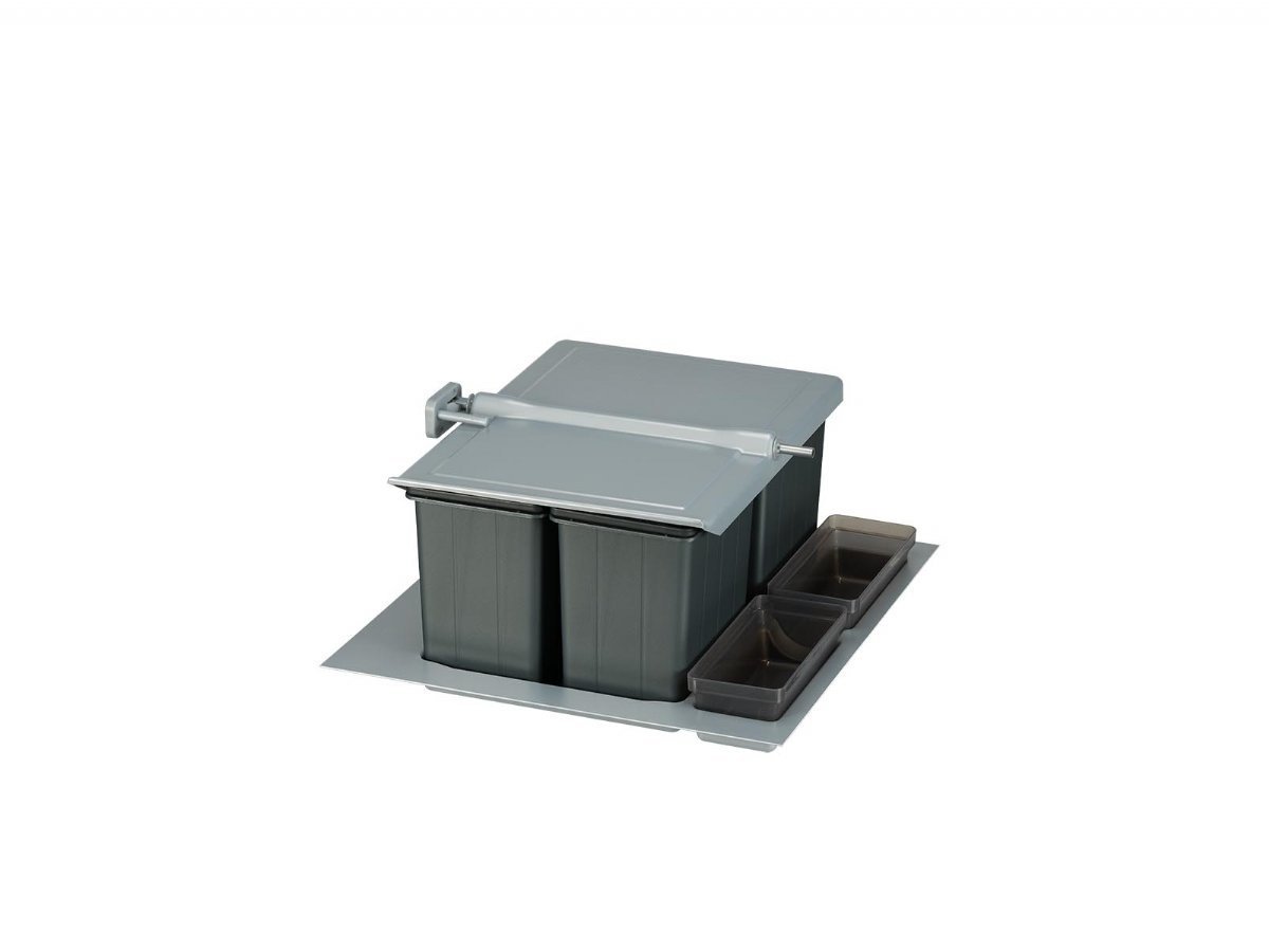 BigDrawer Çekmece İçi 1x Büyük ve 2x Küçük Çöp Kovası, 2x Küçük Kap ve Taşıyıcı Üniteli