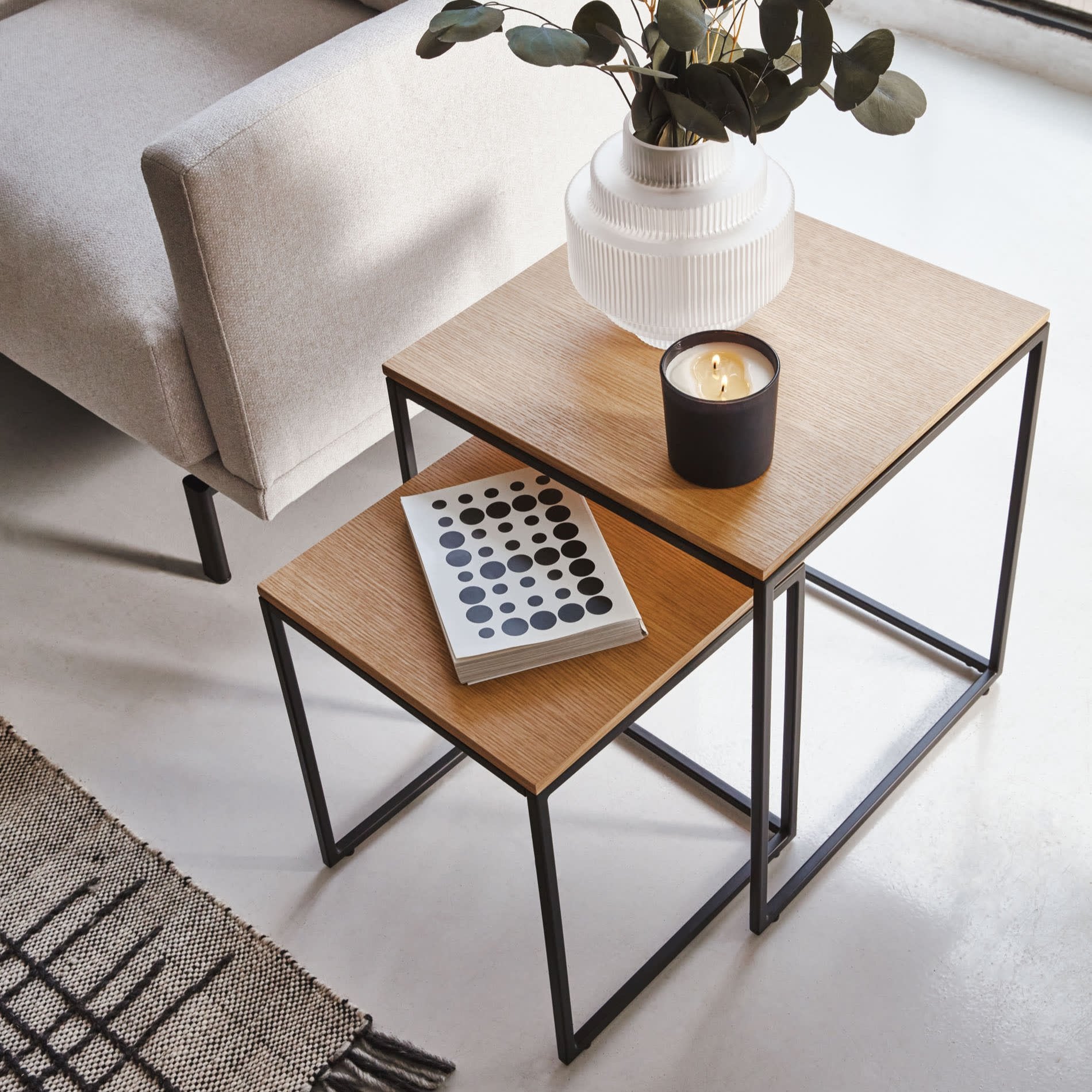 Zinder Metal Leg Wooden 2-Piece Side Table