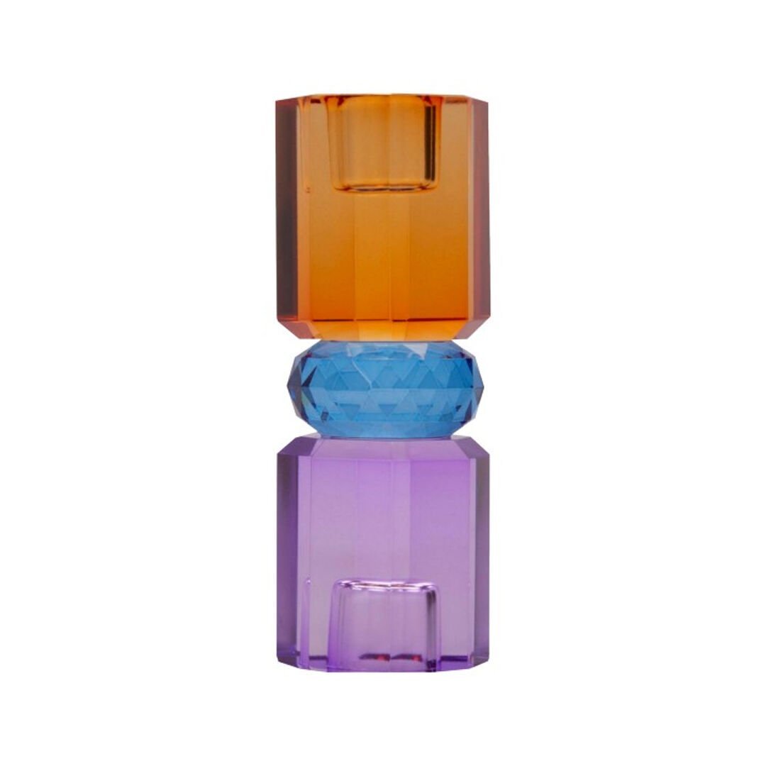 Kristal Mum Tutucu, Menekşe/Cobolt/Amber, 5,5X5,5X15 cm