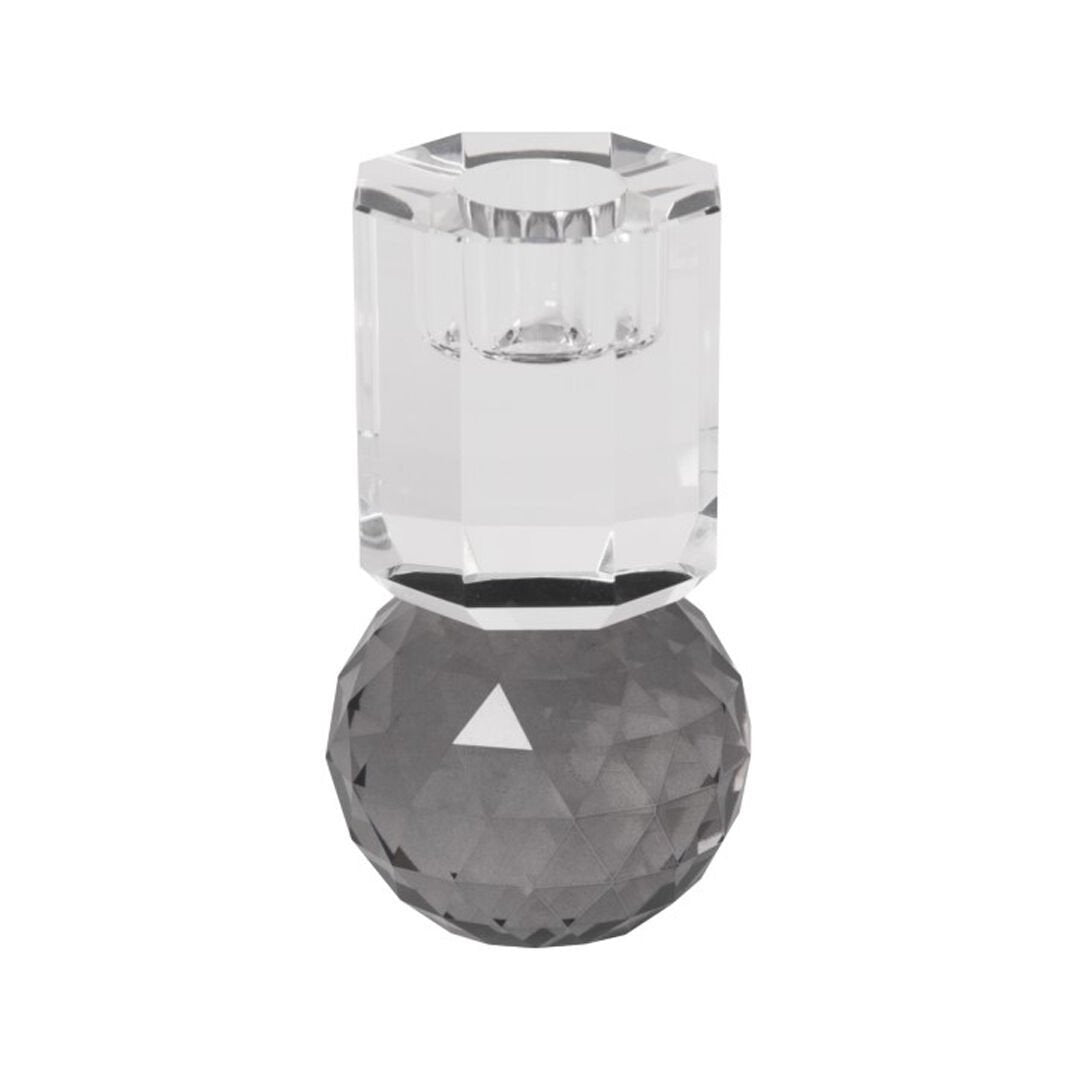 Kristal Mum Tutucu, Gri/Açık, 10,5X6X6 cm - Furnicept