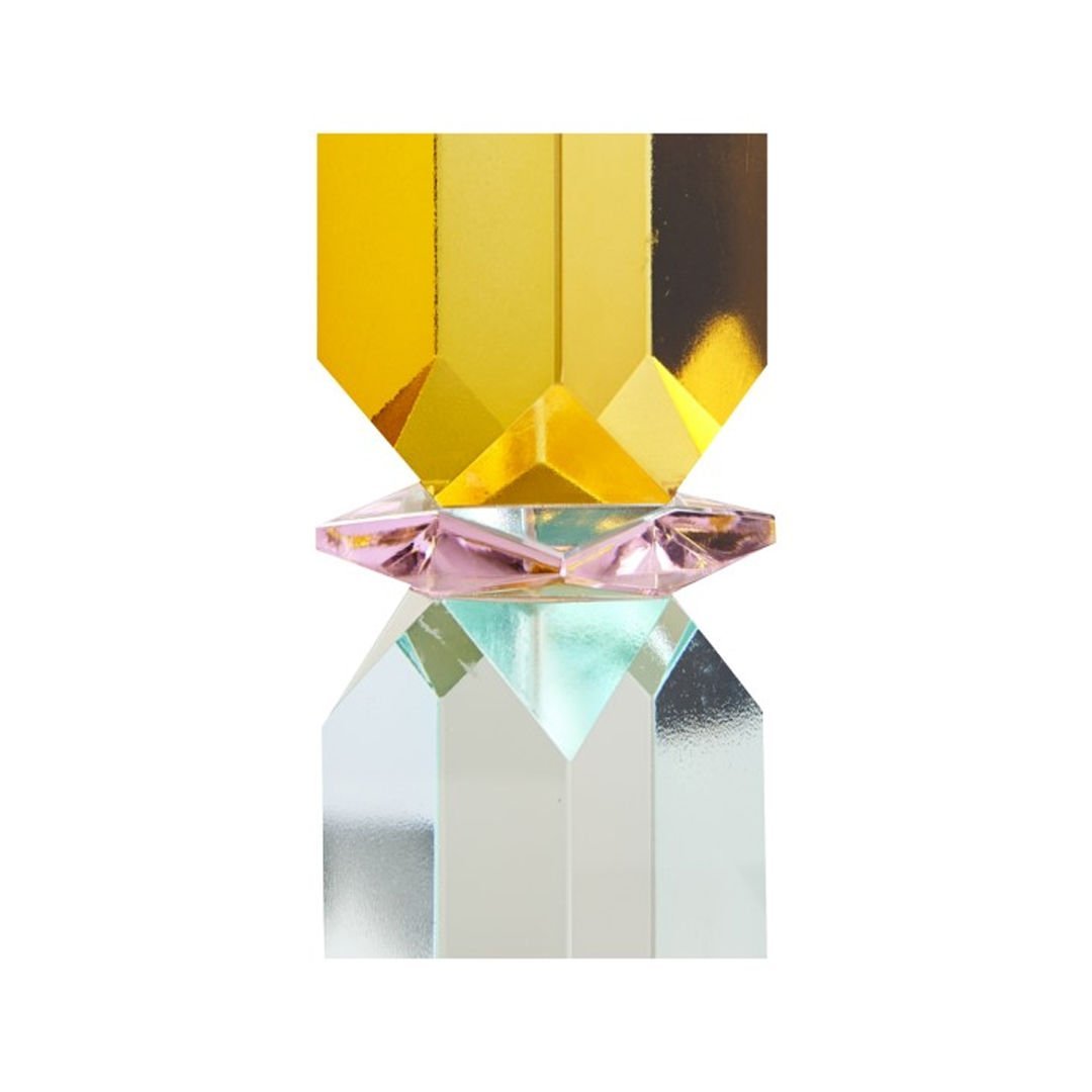Kristal Mum Tutucu, Sarı/Pembe/Açık Nane, 16X4X4 cm - Furnicept