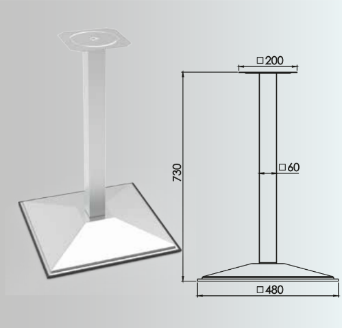 730x60mm Piramit Masa Ayağı 2'li Takım - Furnicept