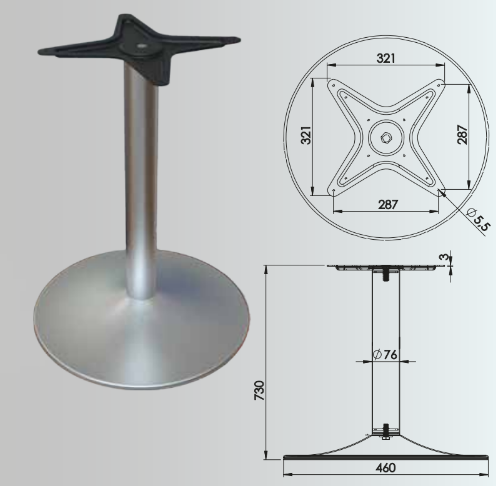 730x60mm Konik Masa Ayağı 2'li Takım - Furnicept